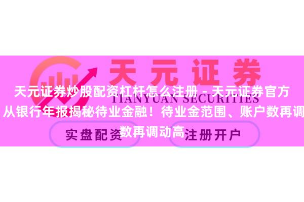 天元证券炒股配资杠杆怎么注册 - 天元证券官方指南 从银行年报揭秘待业金融！待业金范围、账户数再调动高